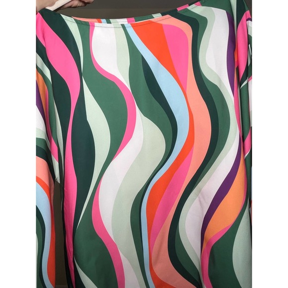 New SHEIN LUNE Allover Print Asymmetrical Neck Bishop Sleeve Blouse Large - Picture 6 of 8